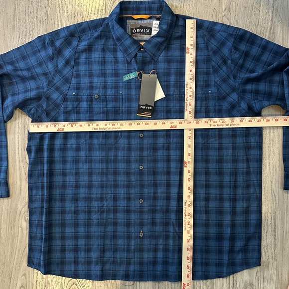 Orvis Active‎ Fit Shirt Men 2XL Long Sleeve Blue Plaid Button Down UPF 40  NWT - Picture 2 of 8